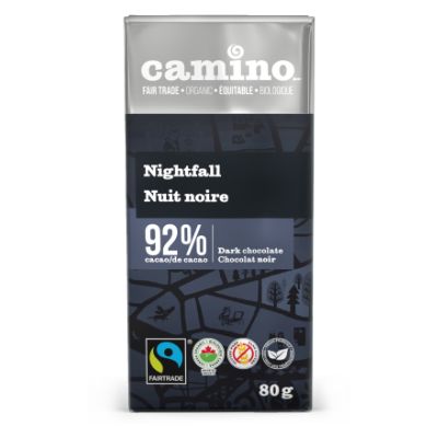 Camino Nightfall chocolate (92%) in 80g bars is available on Rosette Fair Trade