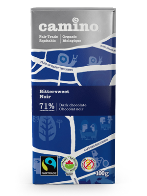 Fairtrade bittersweet chocolate bar (71%) by Camino available on Rosette Fair Trade's online store