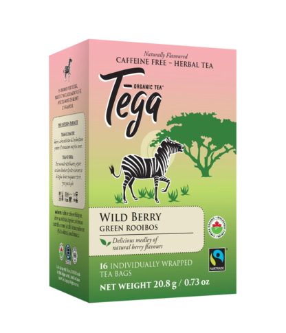Tega Organic Teas Wildberry green rooibos fair trade organic tea on Rosette Network