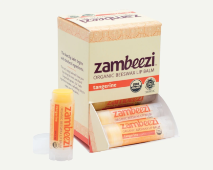 Organic tangerine lip balm by Zambeezi (all natural) on Rosette Fair Trade