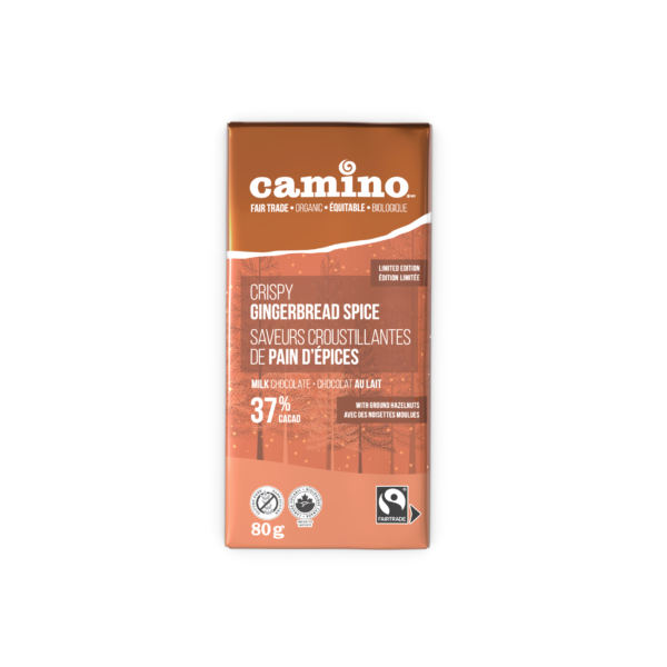 Camino Crispy Gingerbread Spice chocolate bar on Rosette Fair Trade