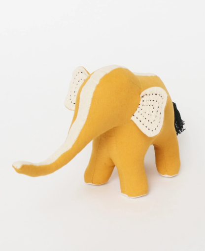 (Mustard) Kantha handmade stuffed elephant by Anchal on Rosette Fair Trade