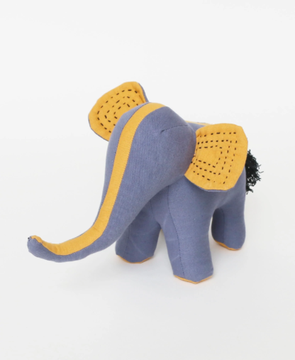 (Slate) Kantha handmade stuffed elephant by Anchal on Rosette Fair Trade