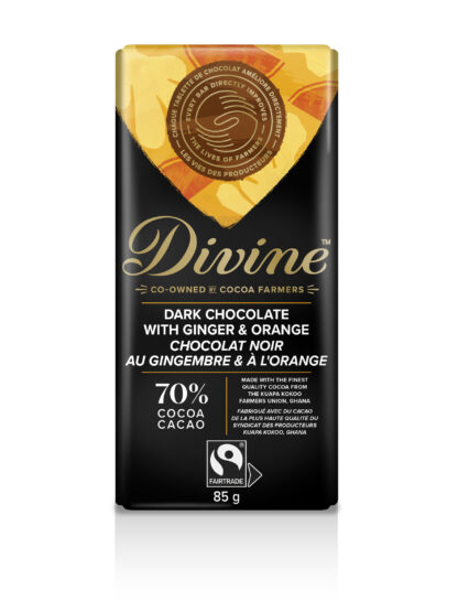 Dark chocolate with orange & ginger by Divine Chocolate on Rosette Fair Trade