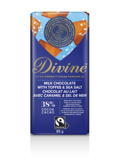 Milk chocolate with toffee & sea salt by Divine Chocolate on Rosette Fair Trade