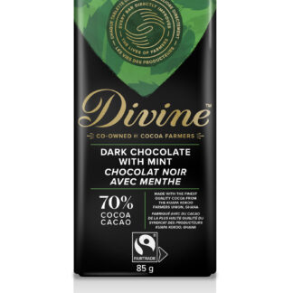 Dark chocolate with mint crispy by Divine Chocolate on Rosette Fair Trade