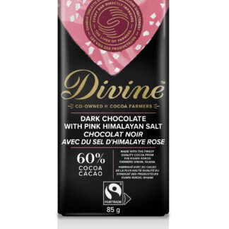 Dark chocolate with pink Himalayan salt by Divine Chocolate on Rosette Fair Trade
