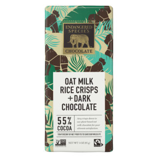 Dark chocolate with oat milk & rice crisps by Endangered Species Chocolate on Rosette Fair Trade