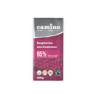 Raspberries dark chocolate bar by Camino available on Rosette Fair Trade online store