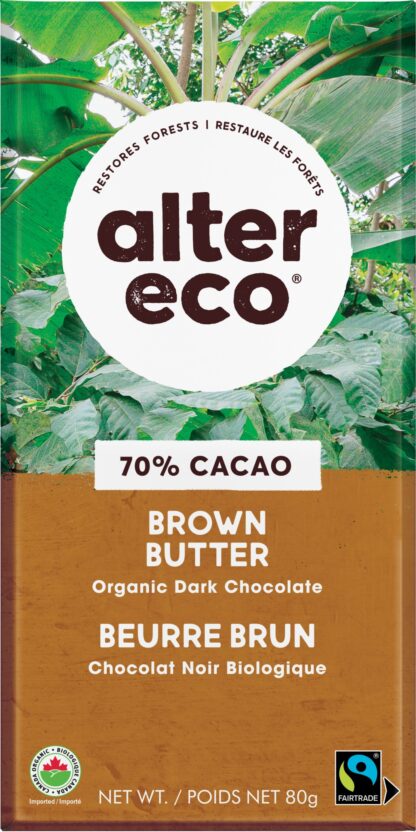 Dark chocolate with brown butter by Alter Eco on Rosette Fair Trade