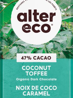 Dark chocolate with coconut and toffee by Alter Eco on Rosette Fair Trade