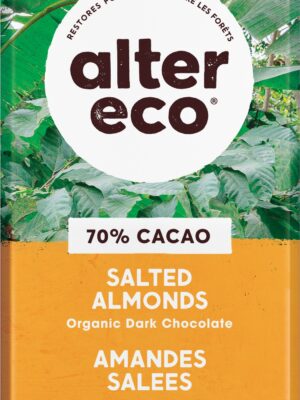 Dark chocolate with salted almonds by Alter Eco on Rosette Fair Trade